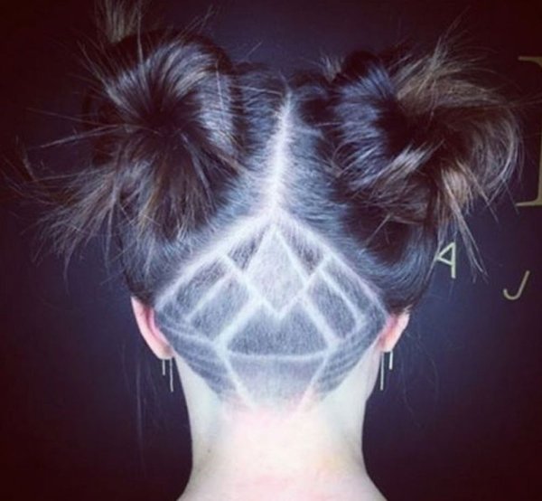 Выбритый затылок треугольником