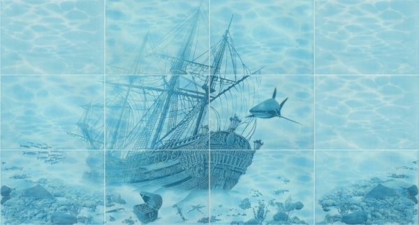 Плитка лазурь Березакерамика корабль