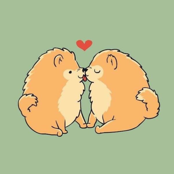 Влюбленные животные нарисованные