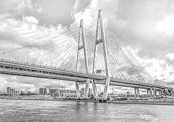 Большой Обуховский мост рисунок детский