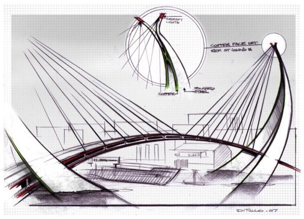 Подвесной мост чертеж