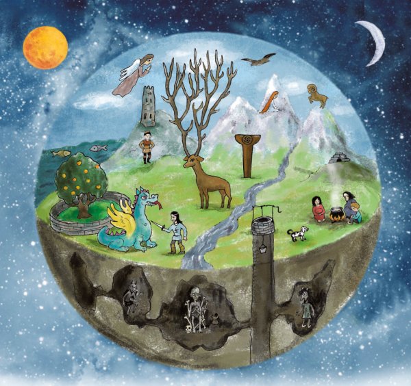 Горы цветными карандашами