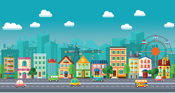 Мультяшная дорога в городе