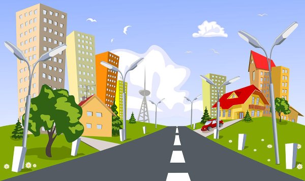 Зарисовка города линейная перспектива