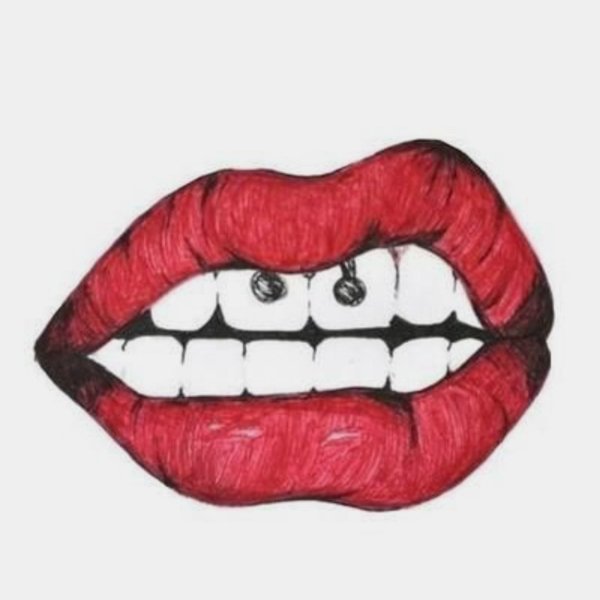 Прикусанная губа вектор