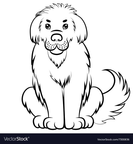 Раскраска лохматый пес с щенками