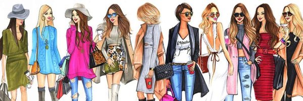 Стильные нарисованные девушки