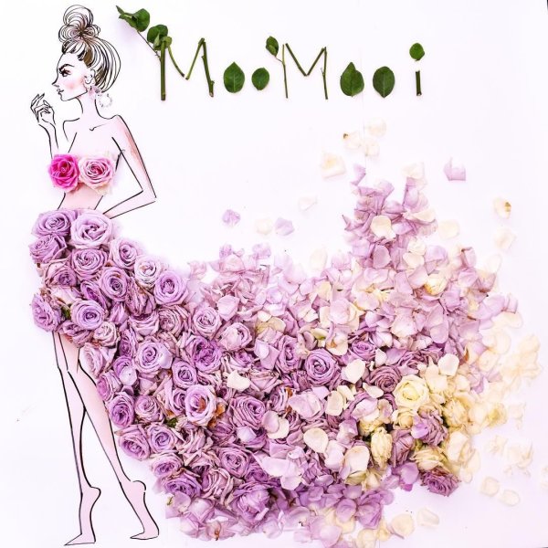 Платье из цветов акварель