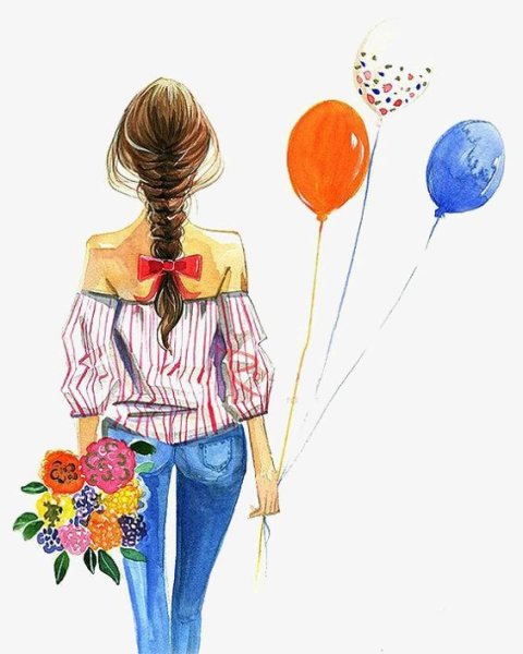Модные иллюстрации девушек с шариками