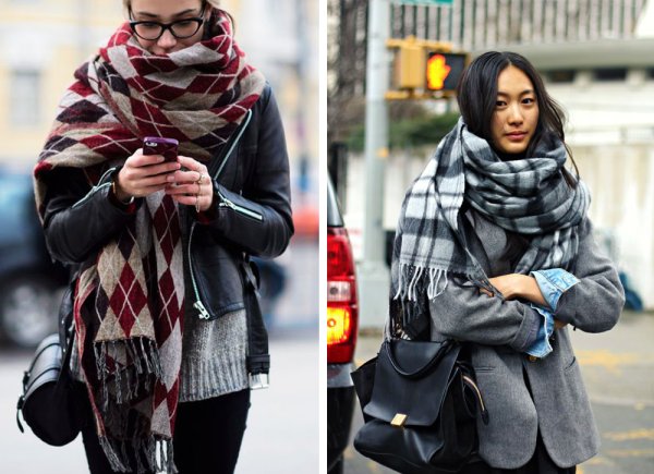 Шарф поверх пальто