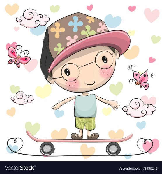 Мультяшный стильный мальчик