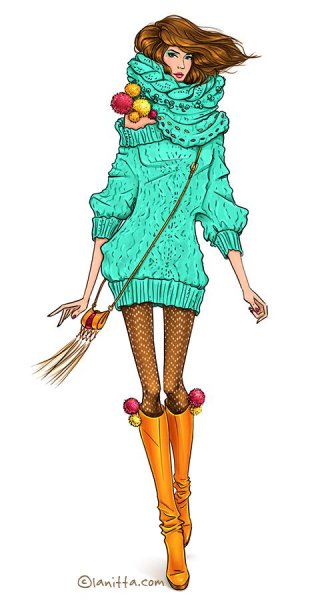 Скетчинг вязаные вещи