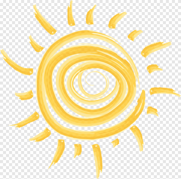 Акварельное солнце на белом фоне