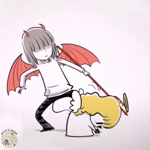 Силуэт ангела и демона