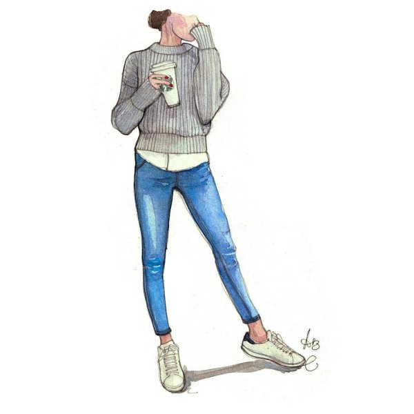 Фэшн иллюстрация свитер