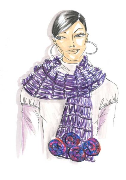 Вязаный шарф акварель