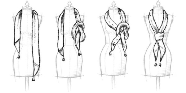 Схема красиво завязывания шарфиков