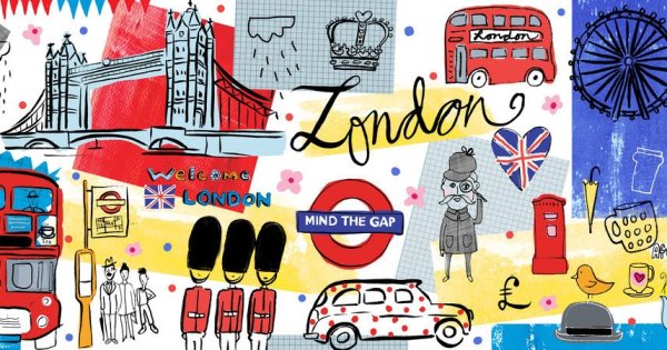 Плакат достопримечательности Лондона