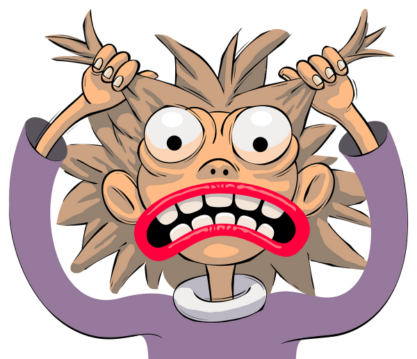 Рвет волосы на голове