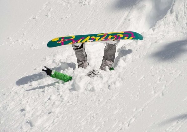 Сноубордист падение