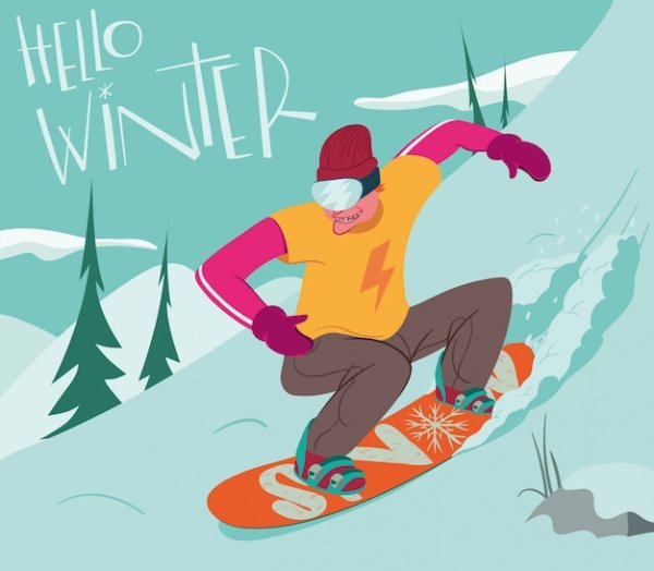 Человек на сноуборде рисунок