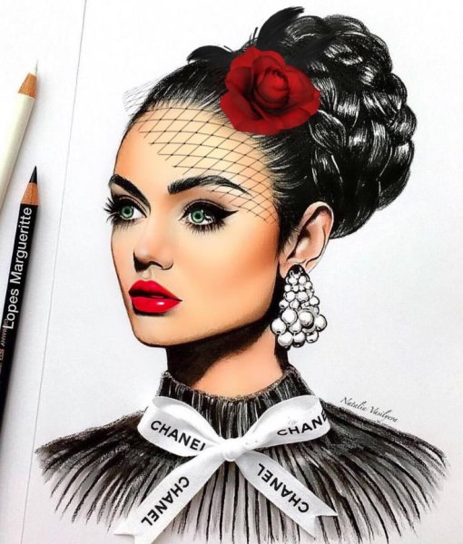 Нарисованная девушка визажист