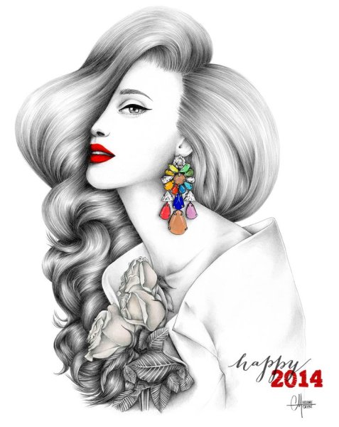 Фэшн прически карандашом