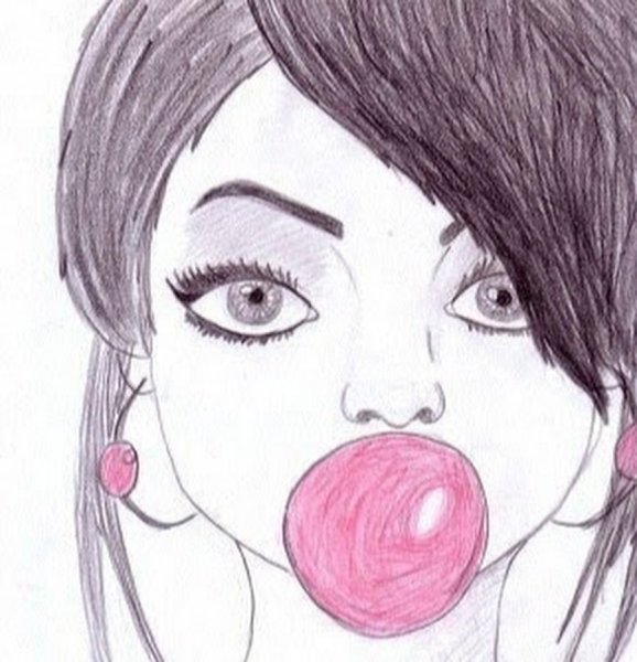 Рисунок девушки с пирсингом