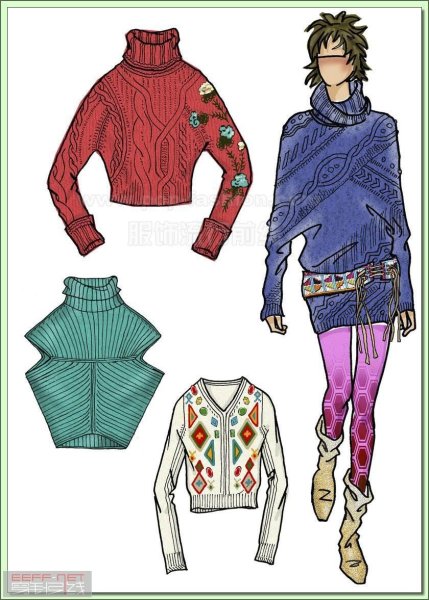 Нарисованная вязаная одежда