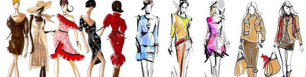 Нарисованная женская одежда для группы