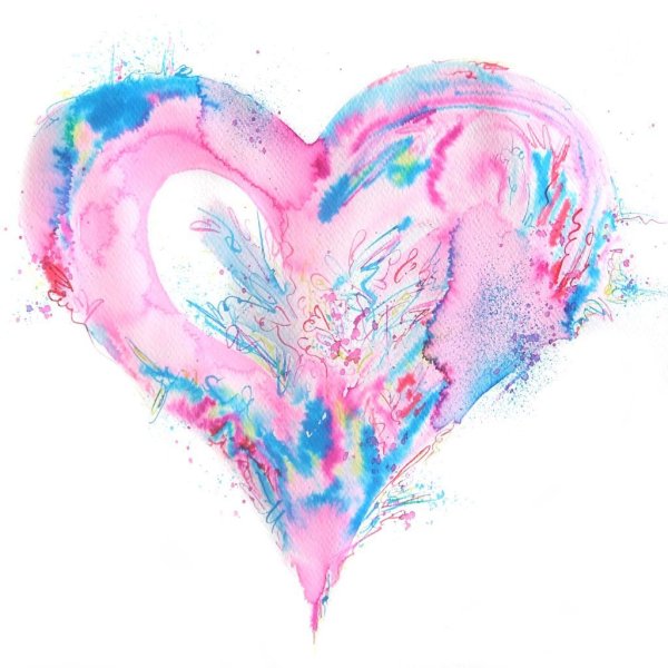 Сердечко акварель