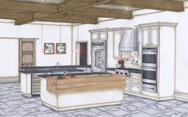 Готовый Эскизный интерьер кухни