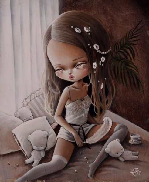 Иллюстрации девочек с большими головами