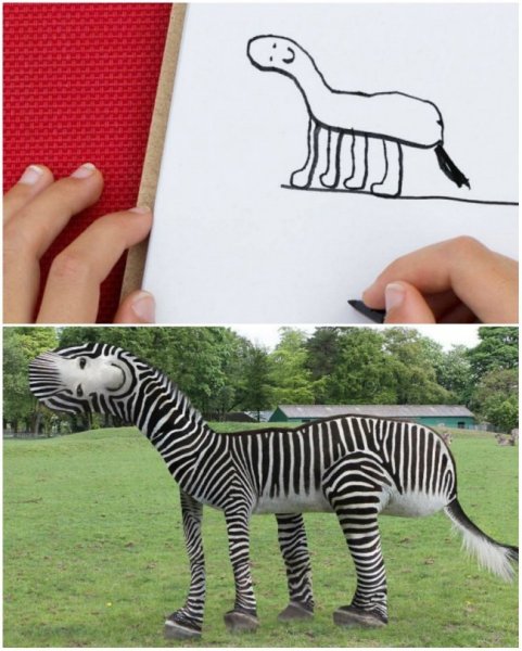 Детские рисунки животных в реальности
