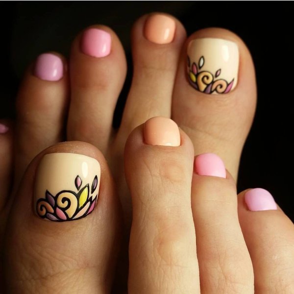 Узоры на ногтях ног