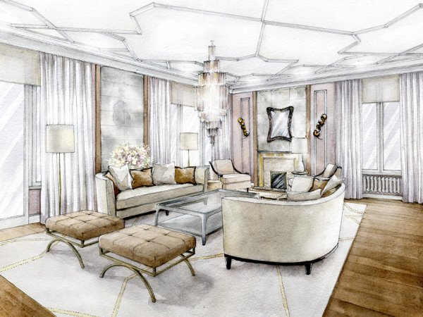 Дизайнерские эскизы интерьера