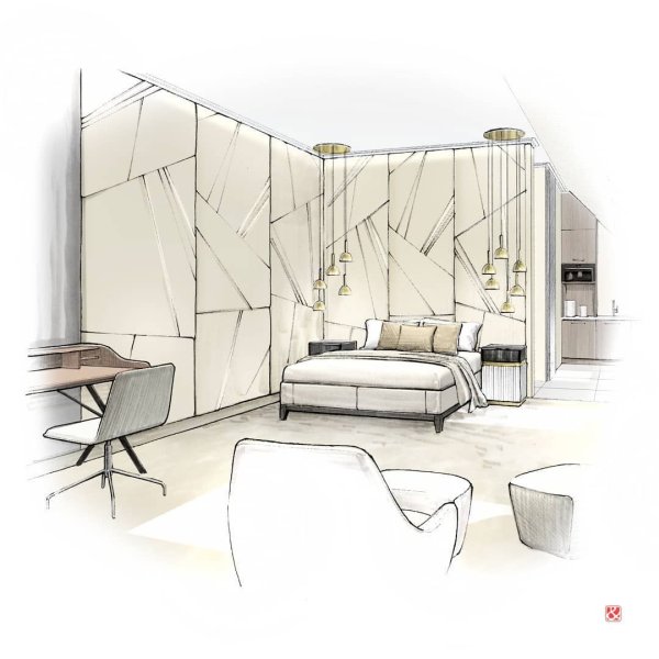 Минимализм интерьер скетч