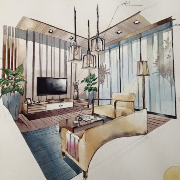 Дизайнерские скетчи интерьера