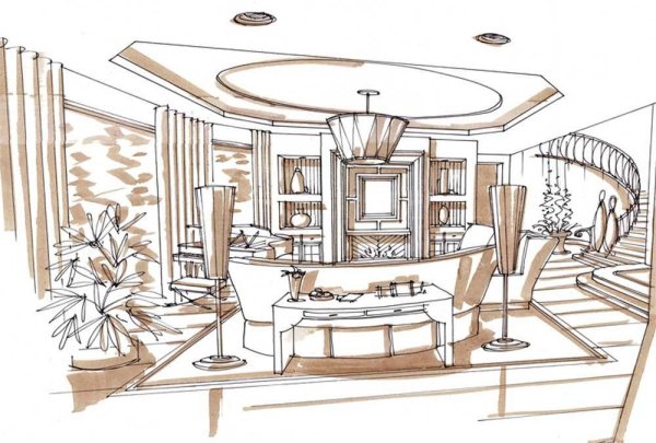 Интерьер эскиз графический