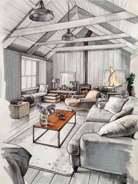 Дизайнерские эскизы интерьера