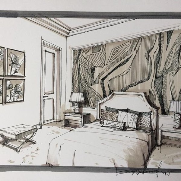 Интерьер эскиз графический