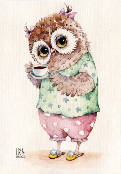 Смешная Сова рисунок