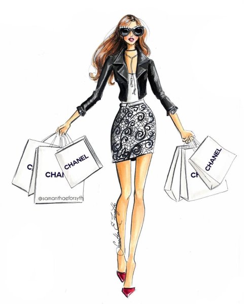 Фэшн иллюстрации шопинг