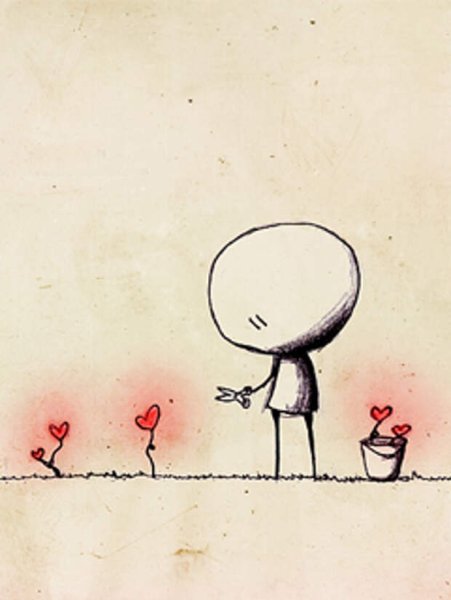 Нарисованные человечки с сердечками