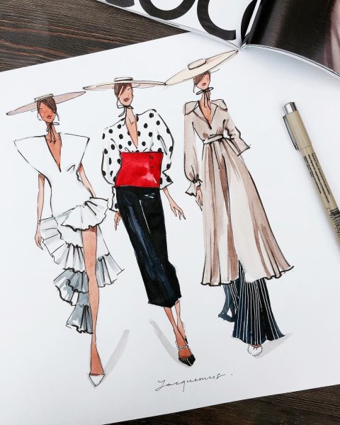 Эскизы одежды дизайнеров
