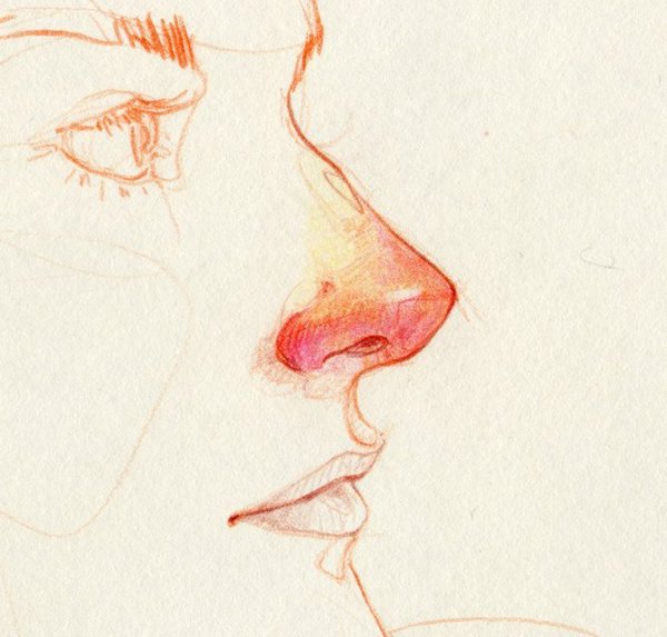 Рисование носа в профиль