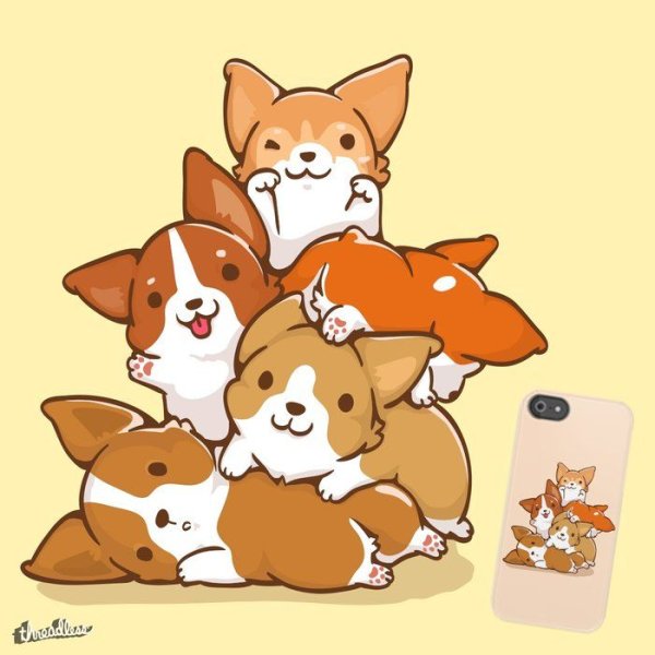 Корги арт милый