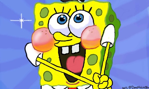 Спанч Боб радуется