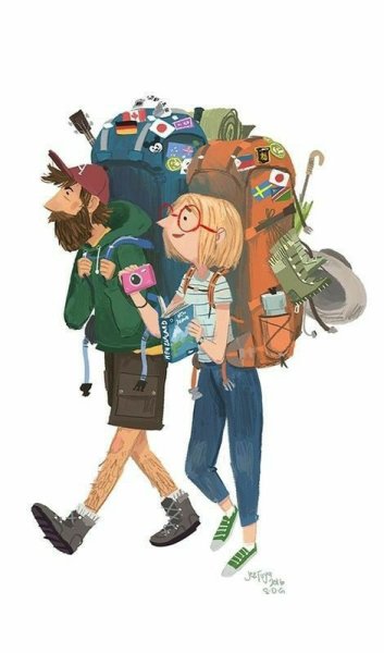 Человек с рюкзаком иллюстрация