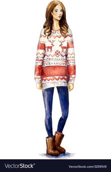 Модные иллюстрации девушек в свитере